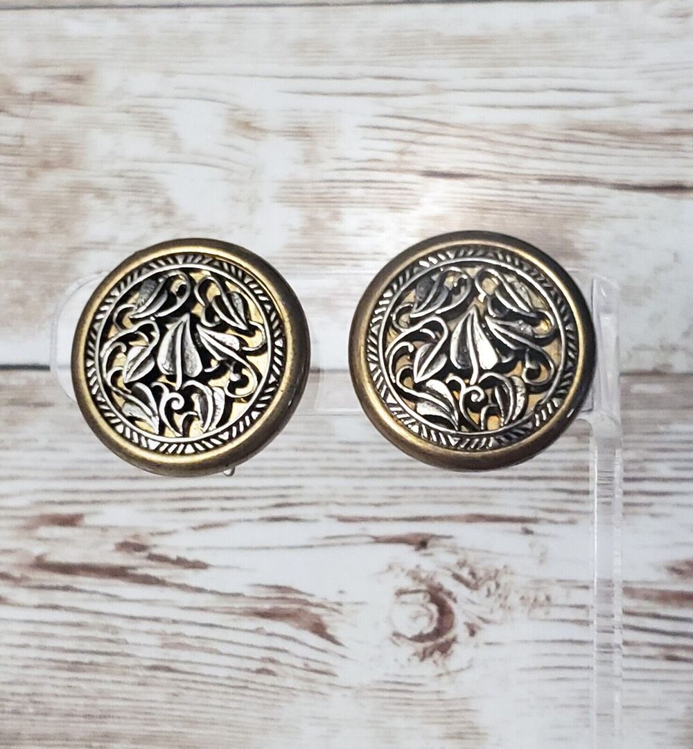 Vintage Clip On Earrings - Ornate Earrings with Leaf Design 7/8"